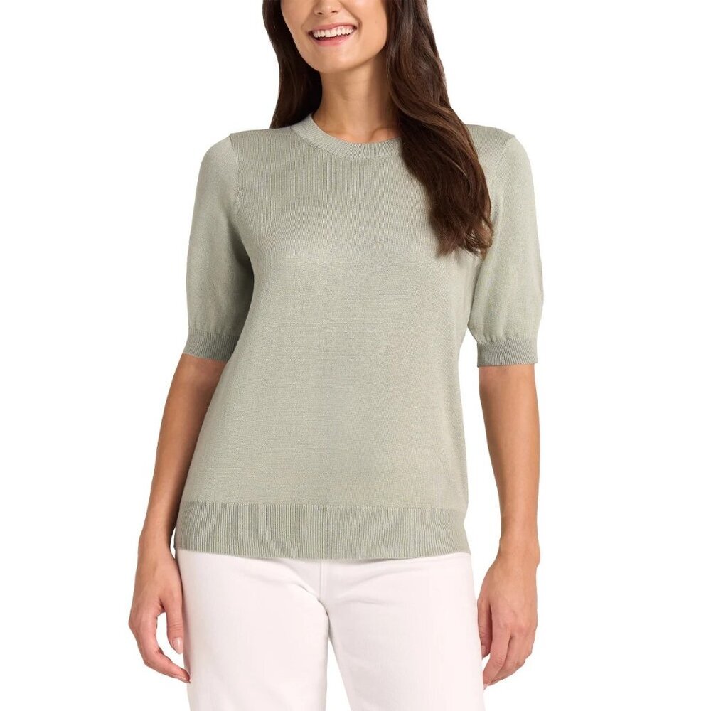 Matty M Women's Short Sleeve Sweater, Green, XXL